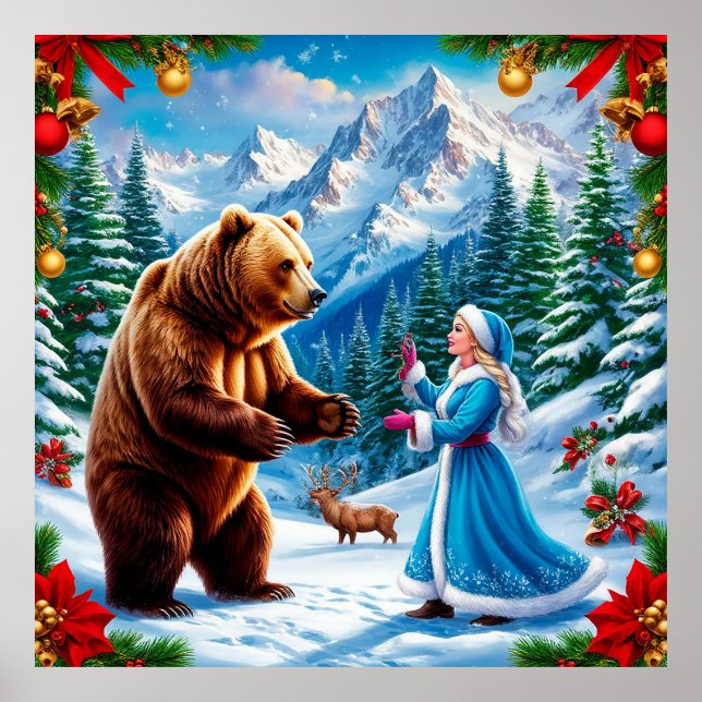 Snow Maiden Enchanting Winter Scene Poster (Front)