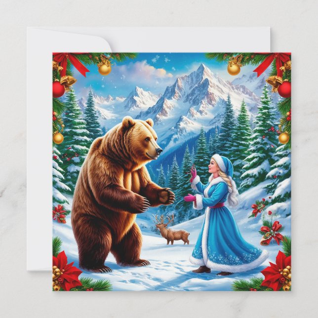 Snow Maiden Enchanting Winter Scene Thank You Card (Front)