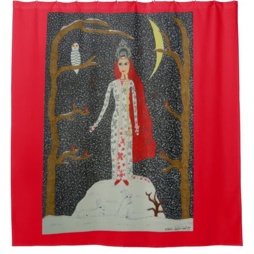 Snow Maiden Red Version Shower Curtain