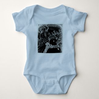 Snow man and Yaie in black Christmas Baby Bodysuit