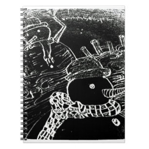 Snow man and Yaie in black Christmas Notebook