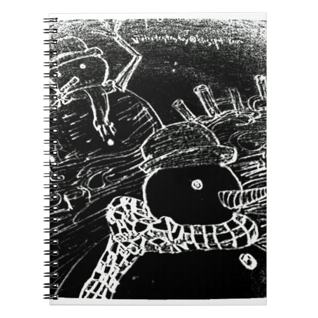 Snow man and Yaie in black Christmas Notebook (Front)