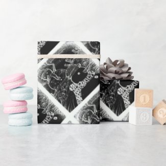 Snow man and Yaie in black Christmas Wrapping Paper