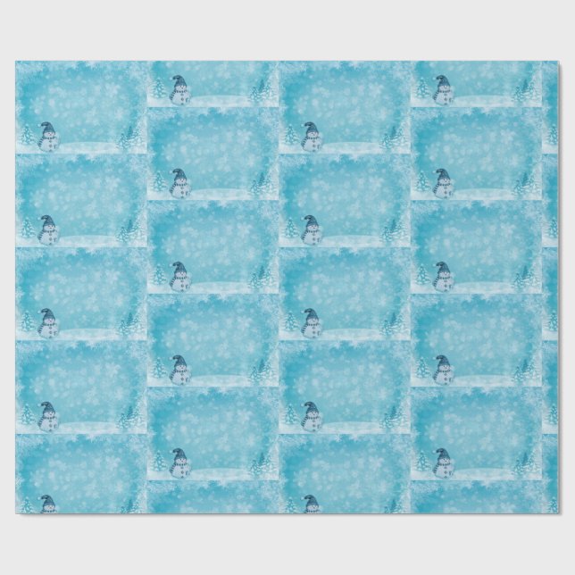 Snow Man Christmas Wrapping Paper (Flat)