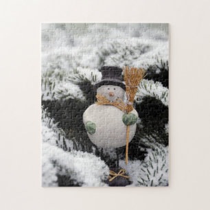 Snow Man Image Winter Season Pictures Jigsaw Puzzle