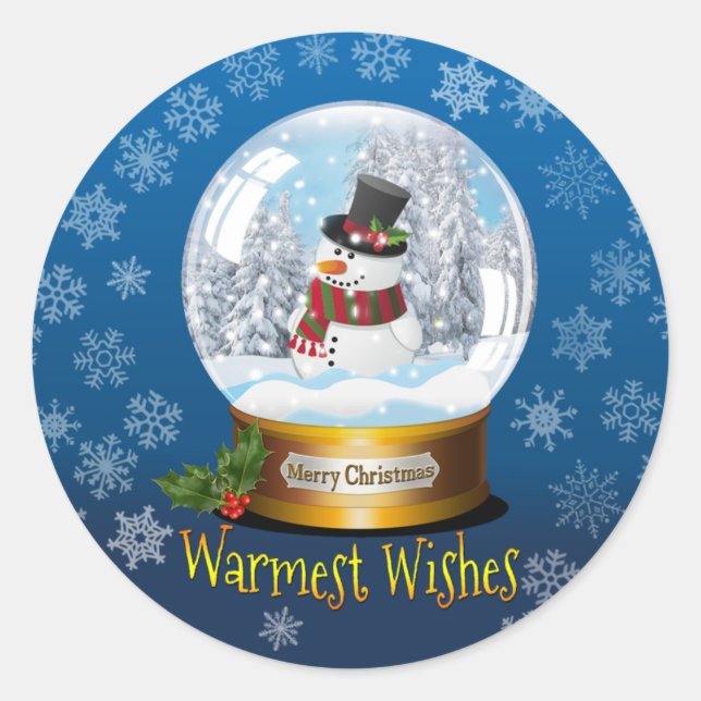 Snow Man in a Snow Globe Sticker Round (Front)