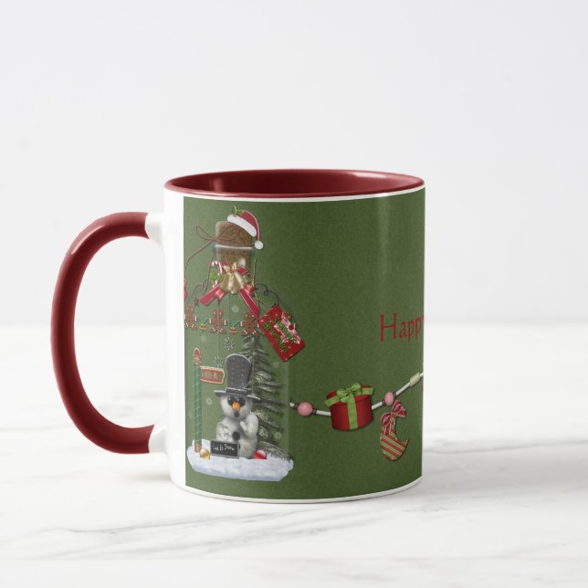 Snow Man Jar Holiday Mug (Left)