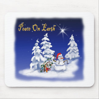 snow man peace on earth mouse pad
