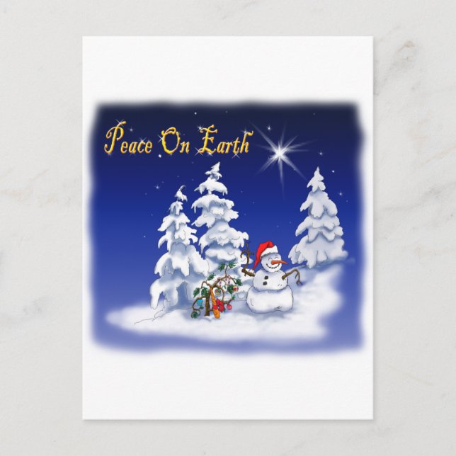 snow man peace on earth postcard (Front)