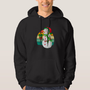Snow Man Santa Christmas Tree Lights Xmas Teens Hoodie