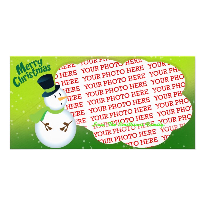 Snow Man wishing Merry Christmas to Kids Customized Photo Card