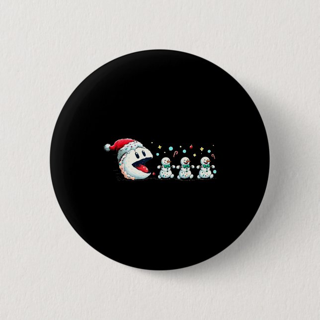 Snow Man Xmas Tee Snowman Gamer  Button (Front)