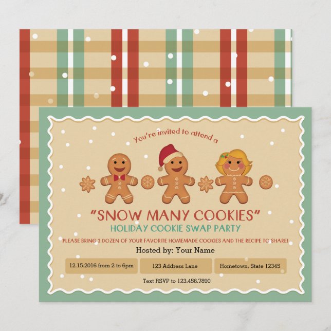 Snow Many Cookies "Cookie Swap" party invitation (Front/Back)