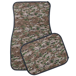Snow Melting Forest Army Brown Green Camo Car Floor Mat