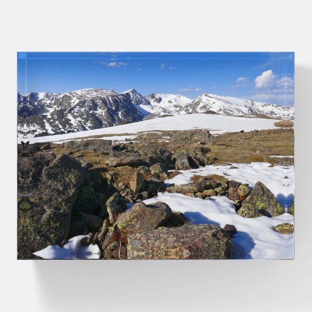 Snow Melting on the Rocky Mountains Paperweight (Front)