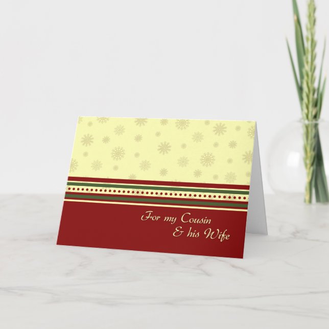 Snow Merry Christmas Cousin & his Wife Card (Front)