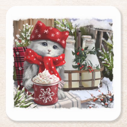 Snow milk square paper coaster