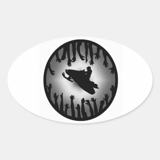 SNOW MOBILE GIANT OVAL STICKER (Front)