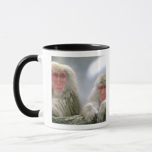 Snow Monkey Couple, Japanese Macaque, Mug (Left)