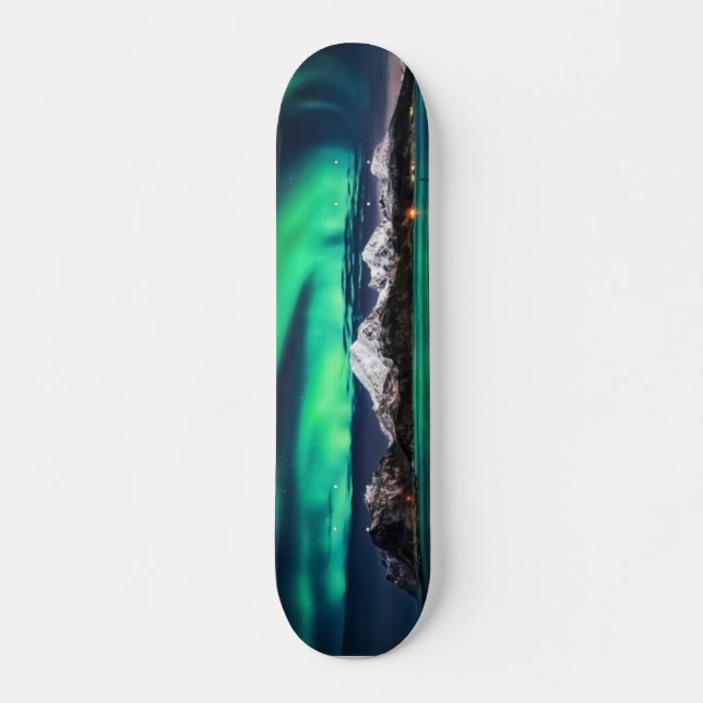 Snow Mountain Aurora Cool Girl Skateboard (Front)