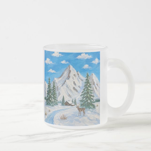 Snow Mountain Frosted Glass Mug (Right)
