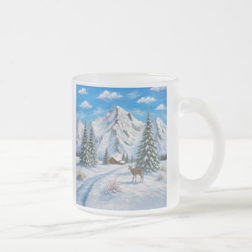Snow Mountain Frosted Glass Mug