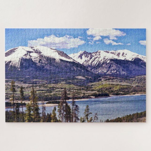 Snow Mountain Lake Scene Giant Puzzle (Horizontal)