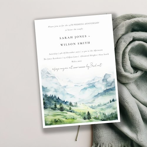 Snow Mountain Landscape Wedding Anniversary  Invitation