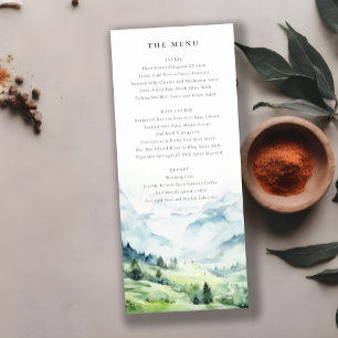 Snow Mountain Landscape Wedding Menu Card