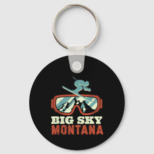 Snow Mountain Montana Vintage Retro Skiing And Sno Keychain
