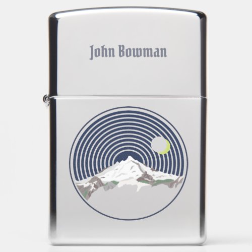 Snow mountain peak at night zippo lighter