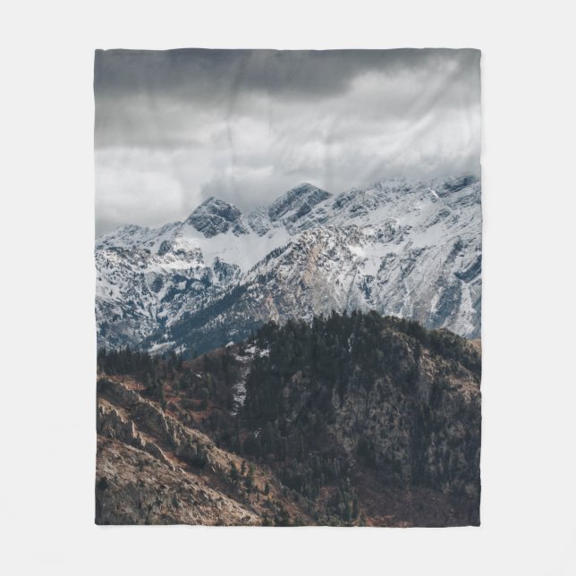 SNOW MOUNTAIN RANGE WALLPAPER FLEECE BLANKET (Front)