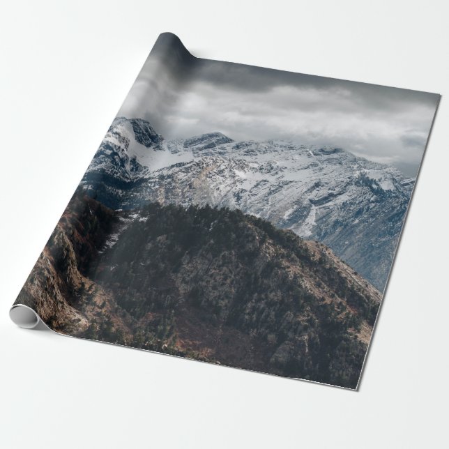 SNOW MOUNTAIN RANGE WALLPAPER WRAPPING PAPER (Unrolled)