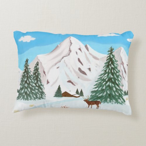 Snow Mountains Accent Pillow