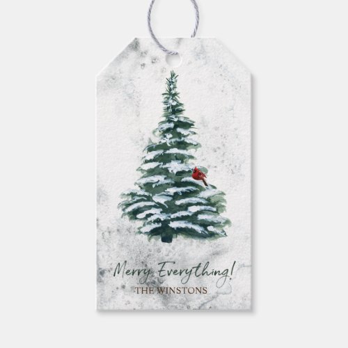 snow mountains christmas tree cardinal holiday gift tags