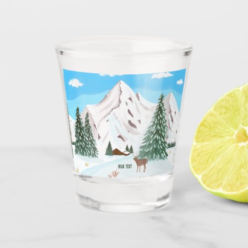 Snow Mountains Shot Glass