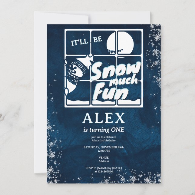 Snow Much Fun Any Age Snowman Winter Kids Birthday Invitation (Front)