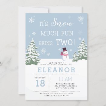 Snow Much Fun Being Two Winter Birthday Invitation by LaurEvansDesign at Zazzle