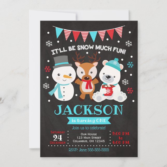 Snow Much Fun Birthday Invitation (Front)