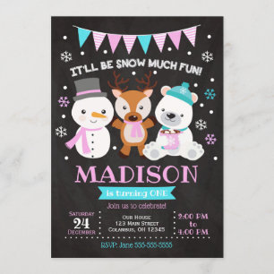 Snow Much Fun Birthday Invitation / Girl