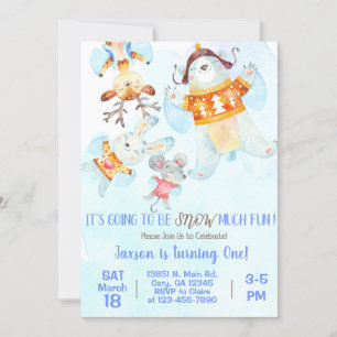 Snow much fun boy winter birthday invitation. invitation