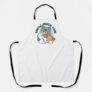 Snow Much Fun Cat Winter Holiday Design Apron