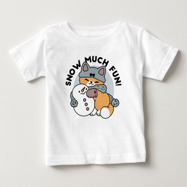 Snow Much Fun Cat Winter Holiday Design Baby T-Shirt (Front)