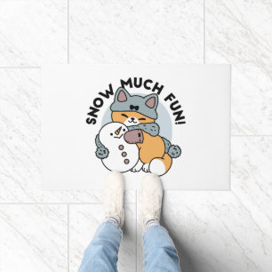 Snow Much Fun Cat Winter Holiday Design Doormat