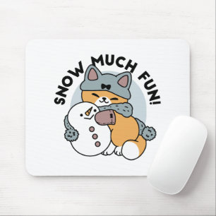 Snow Much Fun Cat Winter Holiday Design Mouse Pad