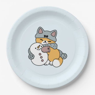 Snow Much Fun Cat Winter Holiday Design Paper Plates