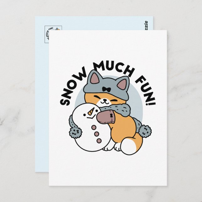 Snow Much Fun Cat Winter Holiday Design Postcard (Front/Back)