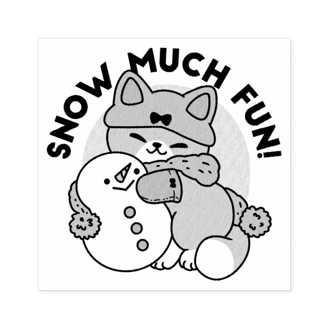 Snow Much Fun Cat Winter Holiday Design Rubber Stamp (Imprint)