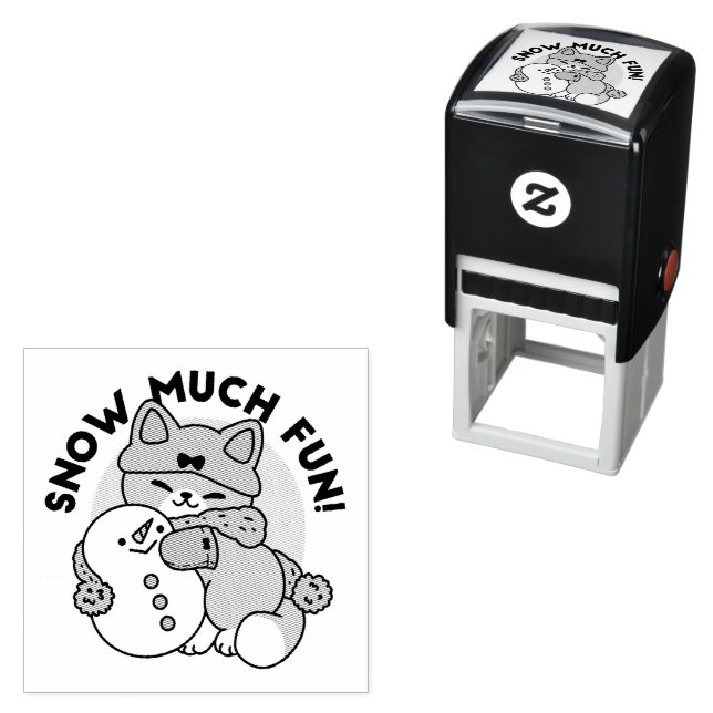 Snow Much Fun Cat Winter Holiday Design Self-inking Stamp (In Situ)