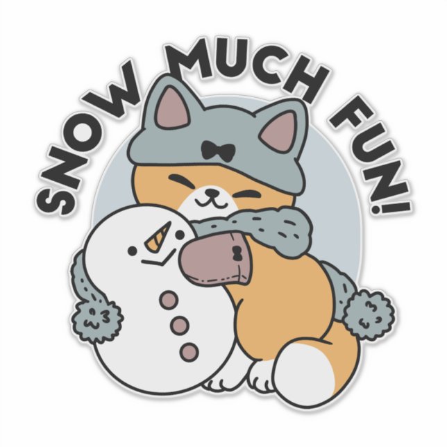 Snow Much Fun Cat Winter Holiday Design Sticker (Front)